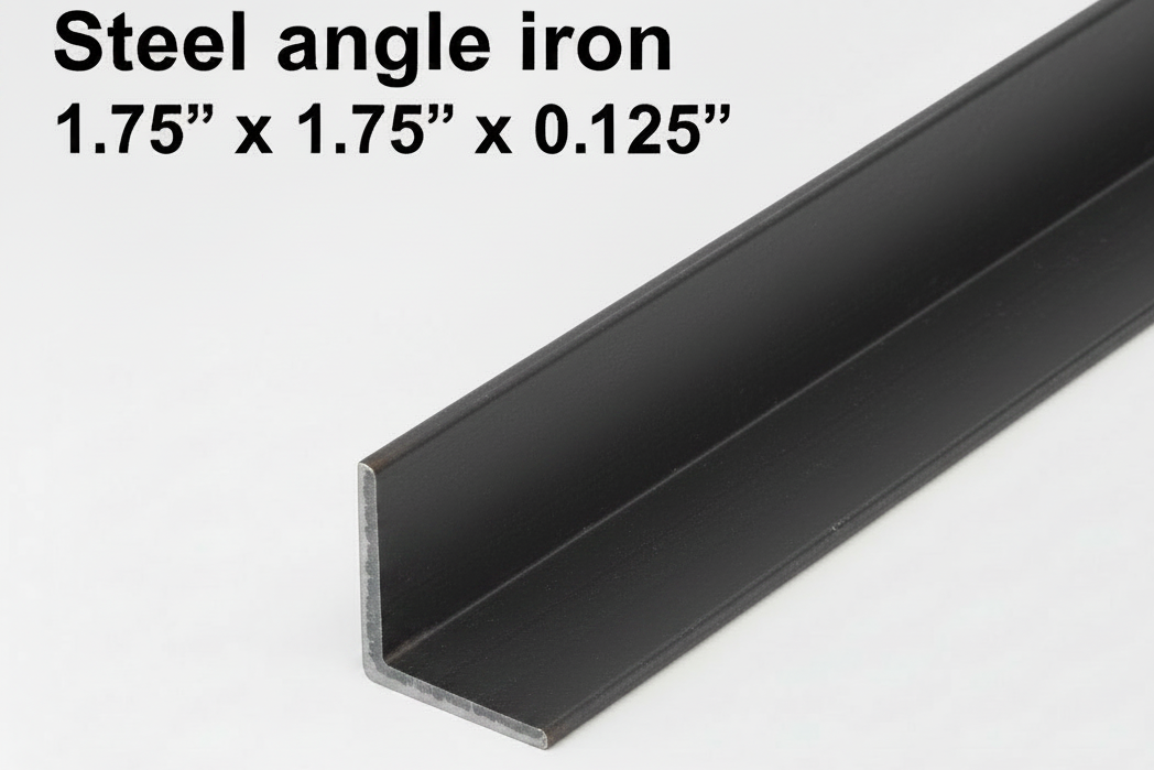 Steel angle iron 1.75" x 1.75" x 0.125” zoomed