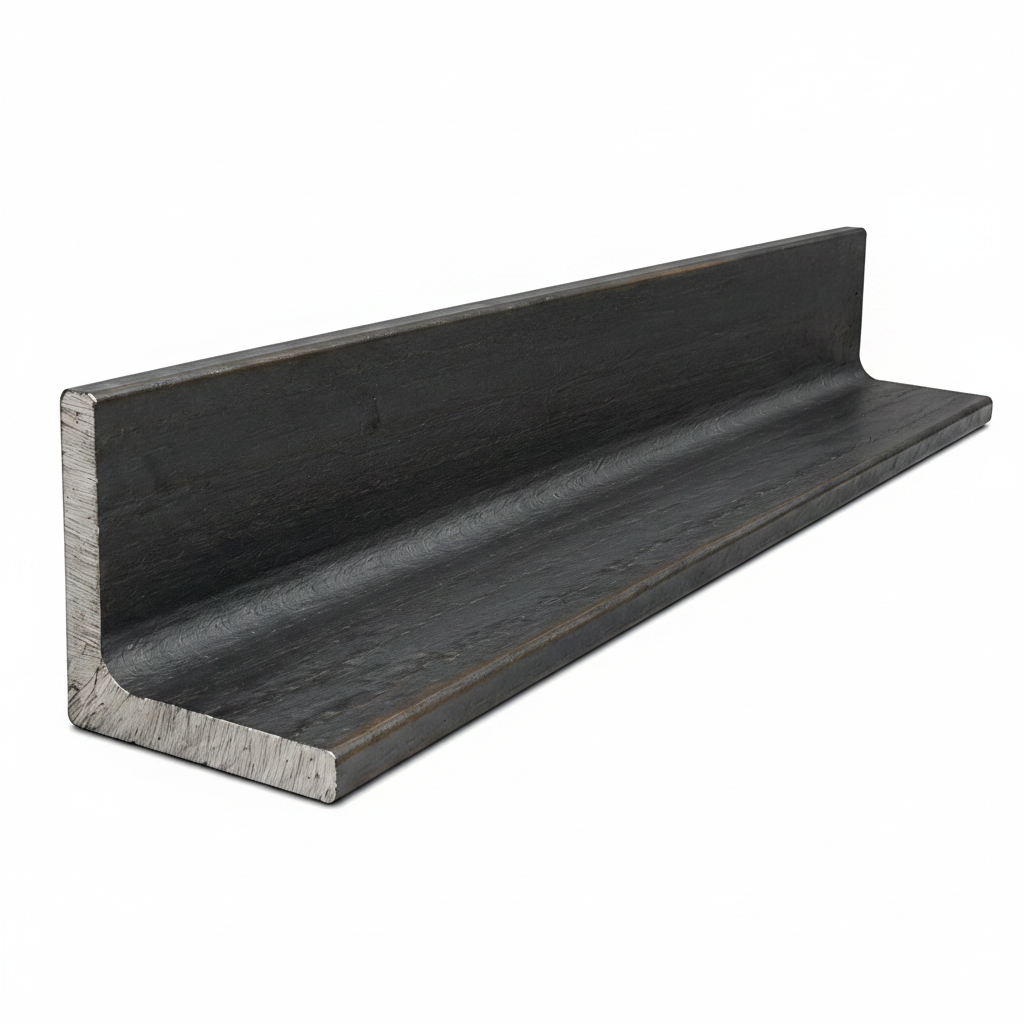 Steel angle iron on a white background