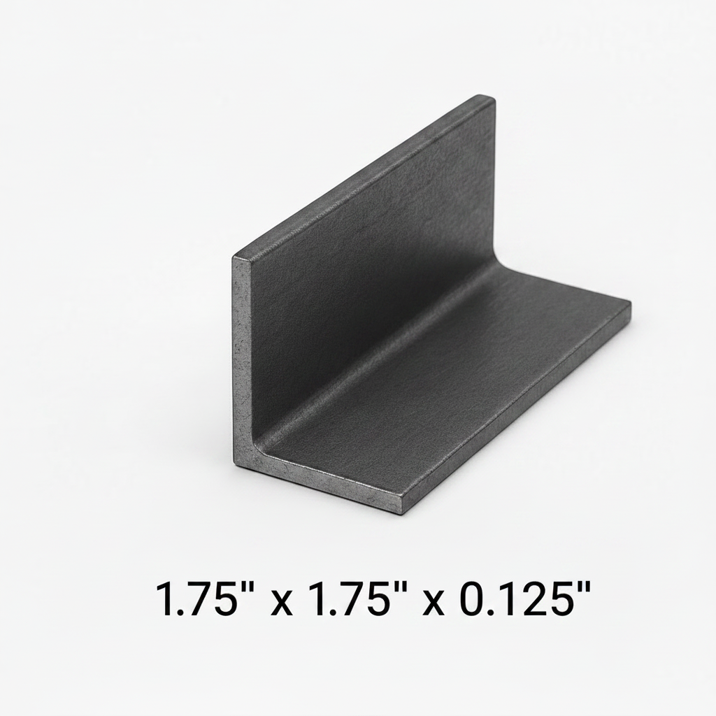 Steel angle iron with the dimensions of 1.75" x 1.75" x 0.125”