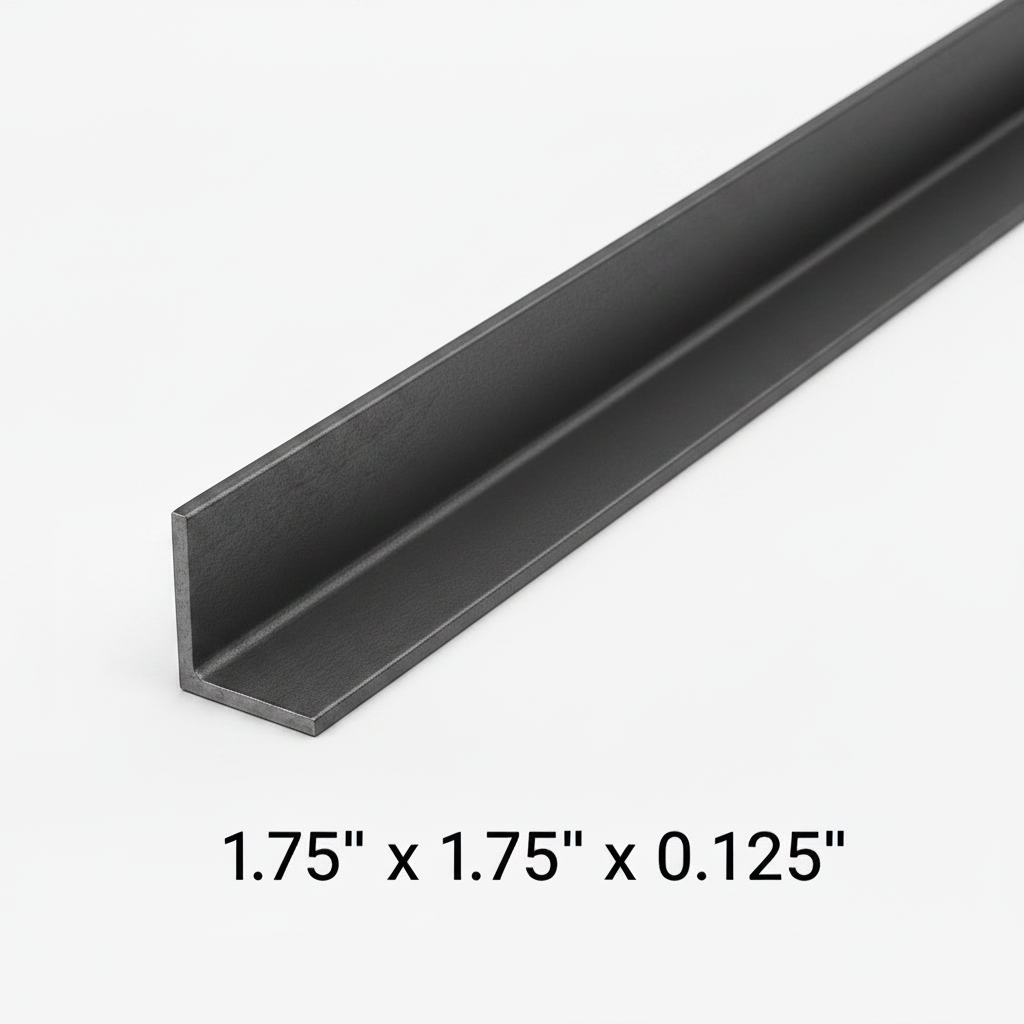 Steel angle iron with the dimensions of 1.75" x 1.75" x 0.125” long