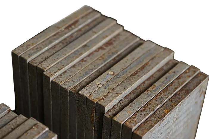 Steel flat bar in a stack