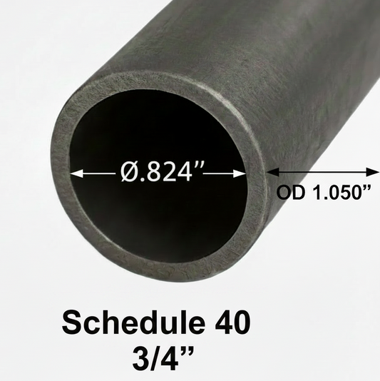 3/4" Schedule 40 Steel Pipe Grade A500 Round Tube Metal Pole Welding Practice 0.75” Hollow Round Bar for Fabricators