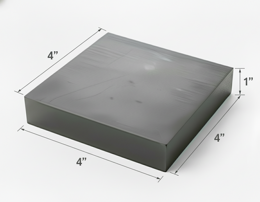 Steel plate that is 4“ x 4“ x 1“