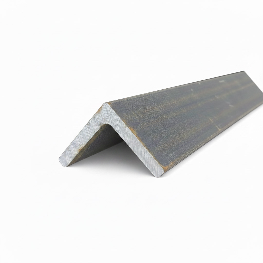 Thick steel angle on a white background