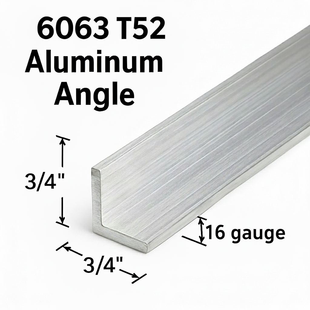 Three-quarter inch by three-quarter inch by 16 gauge aluminum angle