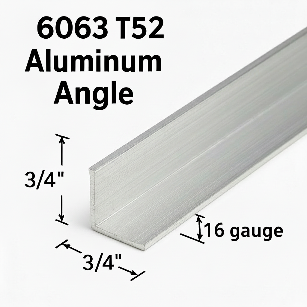 3/4” x 3/4” x 16 gauge aluminum angle