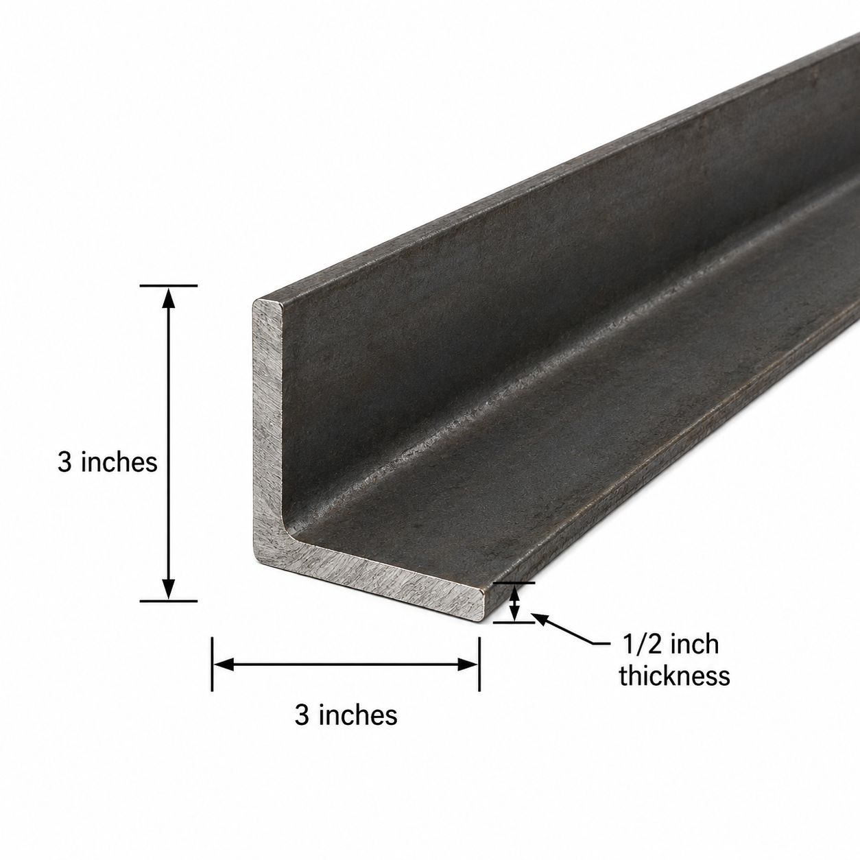 3” x 3” x 1/2” Steel angle Iron