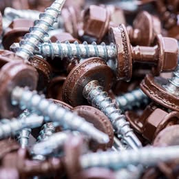 Burgundy metal building screws