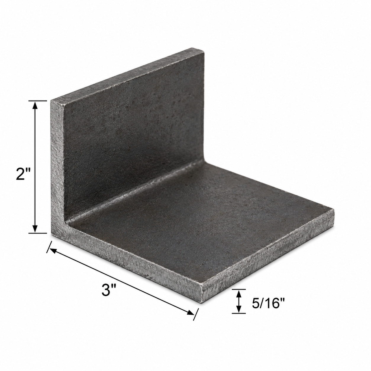 3” x 2” x 5/16” Steel Angle Iron A36 Hot Rolled Carbon Steel Angle Bracket 0.3125” Metal Trim Lintel Brace
