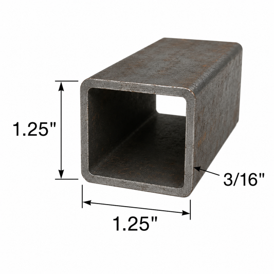1.25" x 1.25" x 3/16" HSS Tube Steel Hot Rolled A500 Carbon Steel Tube 1 1/4” x 1 1/4” x 0.1875” Square Metal Pipe