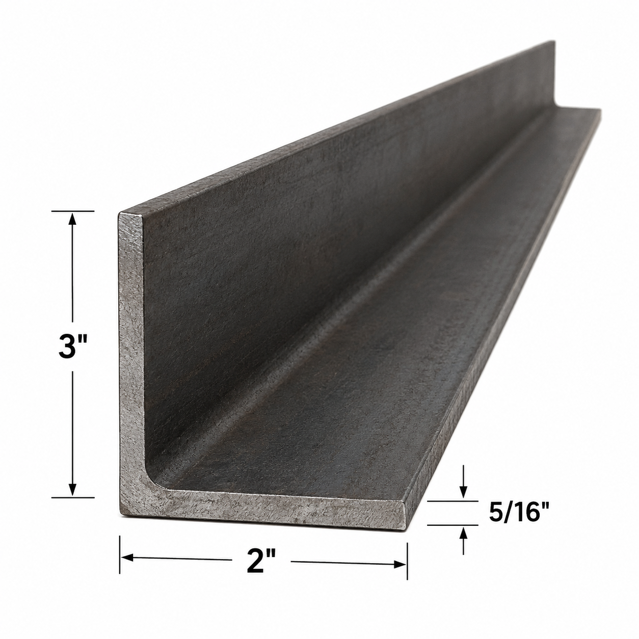 3” x 2” x 5/16” Steel Angle Iron A36 Hot Rolled Carbon Steel Angle Bracket 0.3125” Metal Trim Lintel Brace