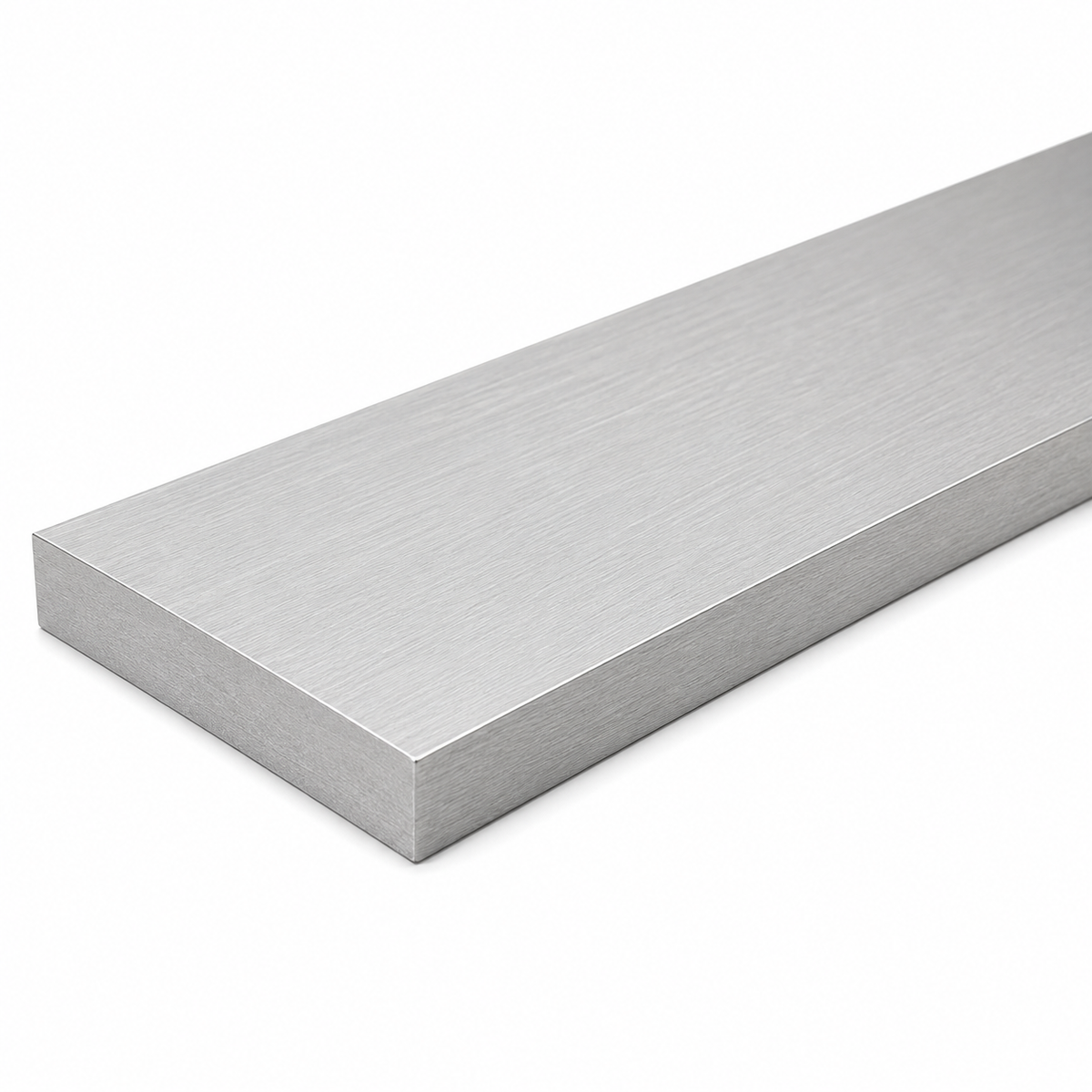 A rectangular brushed metal bar, shown at an angle on a clean white background.