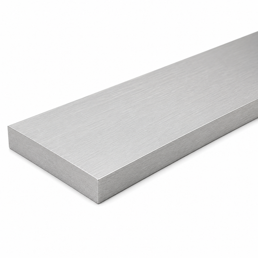 A rectangular brushed metal bar, shown at an angle on a clean white background.