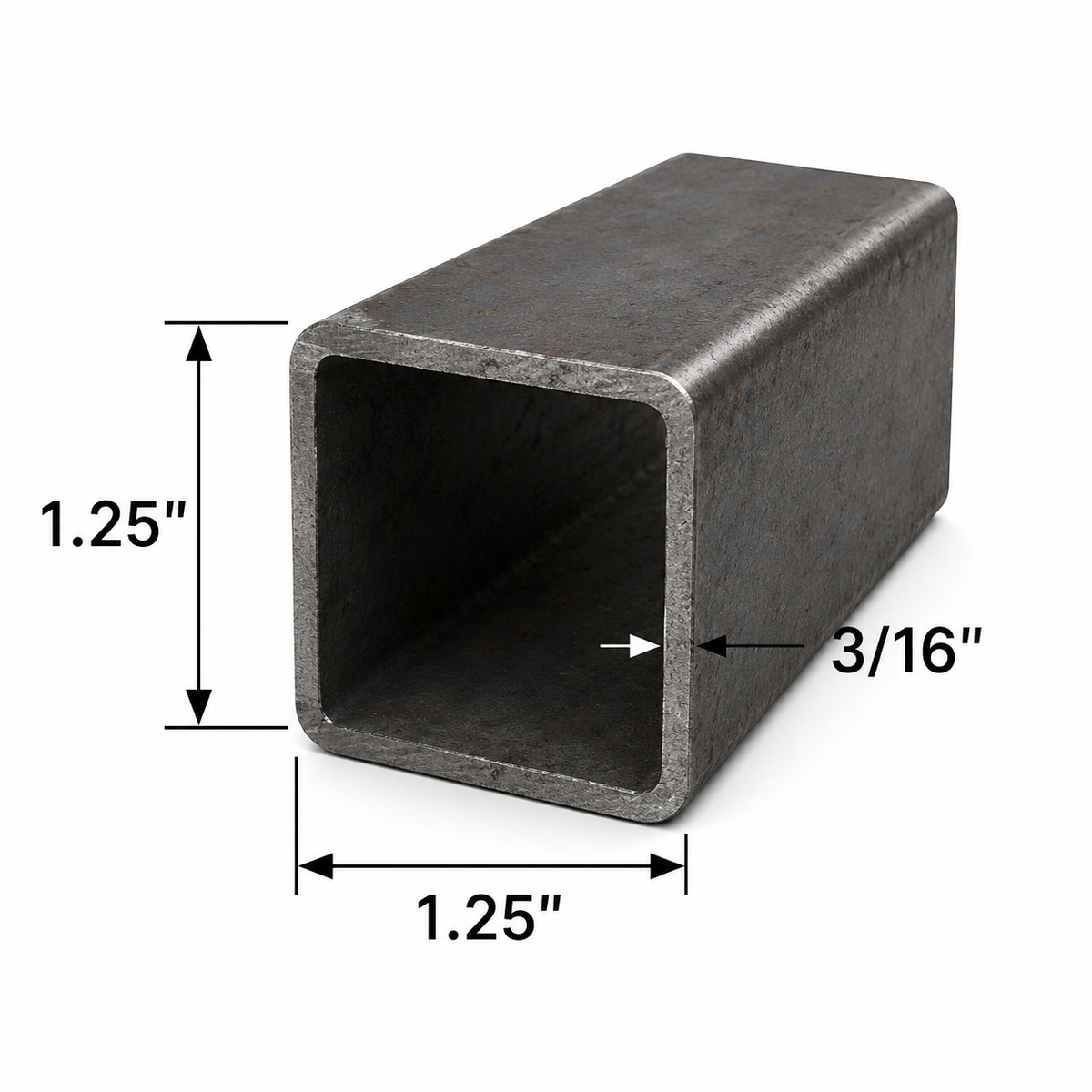 1.25" x 1.25" x 3/16" HSS Tube Steel Hot Rolled A500 Carbon Steel Tube 1 1/4” x 1 1/4” x 0.1875” Square Metal Pipe