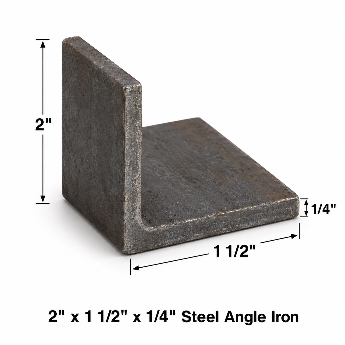 2” x 1 1/2” x 1/4” Steel Angle Iron A36 Hot Rolled Carbon Steel 2” x 1.5” x 0.25” Angle Bracket Metal Trim Brace