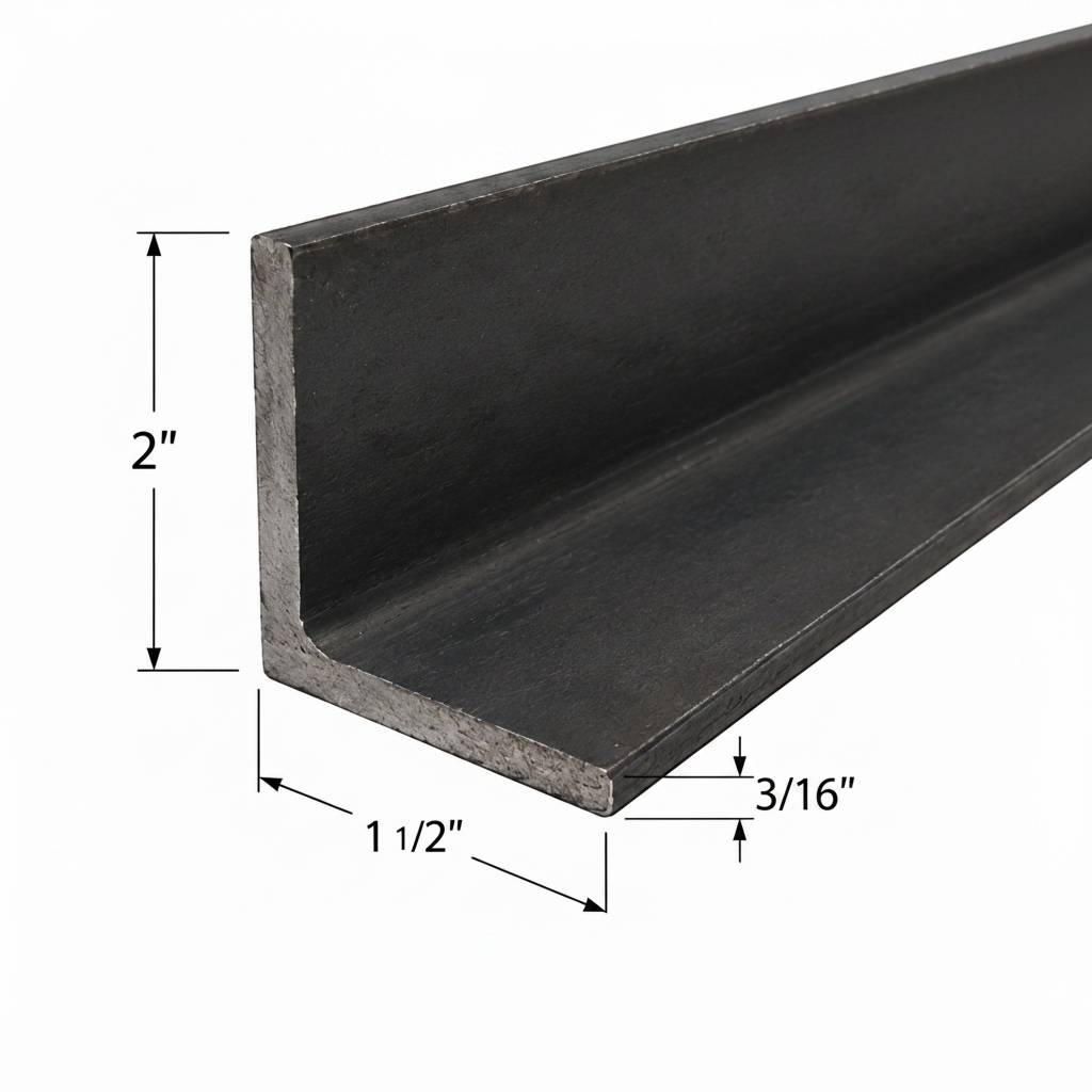 2” x 1 1/2” x 3/16” Steel Angle Iron A36 Hot Rolled Carbon Steel Trim Brace 2” x 1.5” x 0.1875” Metal Angle Bracket